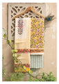 Yellow Blossom and Cream Botanical Hand Block Printed Cotton Suit with Dupatta